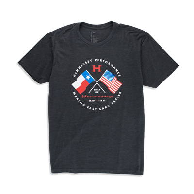 Black t-shirt with 2 flags crossing in the middle