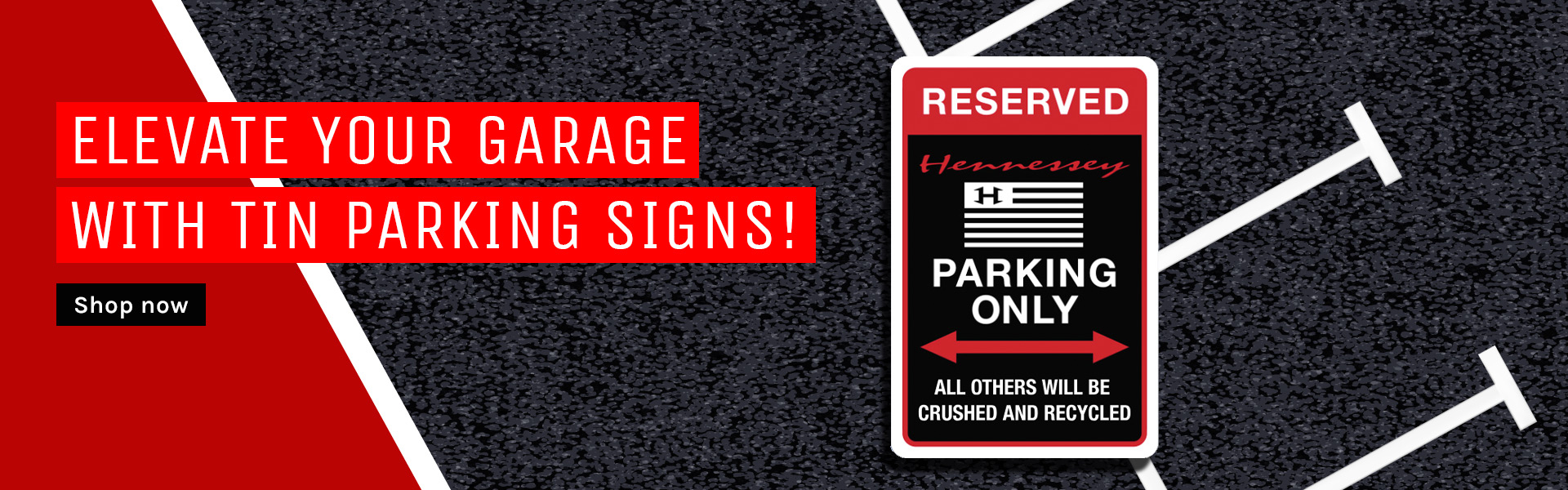 Elevate your garage with tin parking signs!