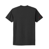 Image of the back of a black short sleeve tee with a small Hennessey logo on the sleeve