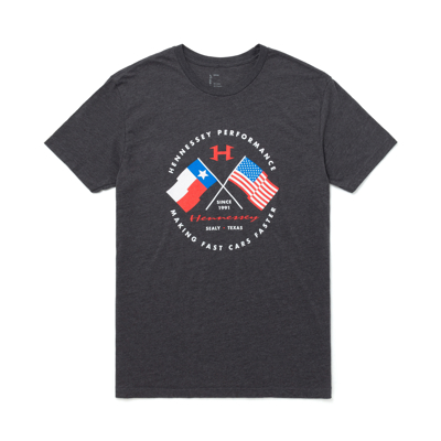 Black t-shirt with 2 flags crossing in the middle